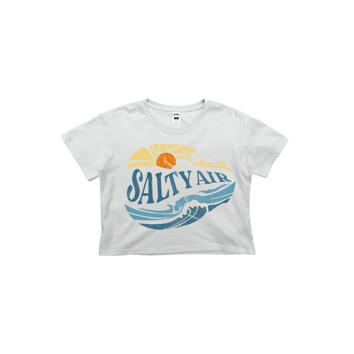 Salty Air White Cotton Cropped Graphic Tee - 12pk