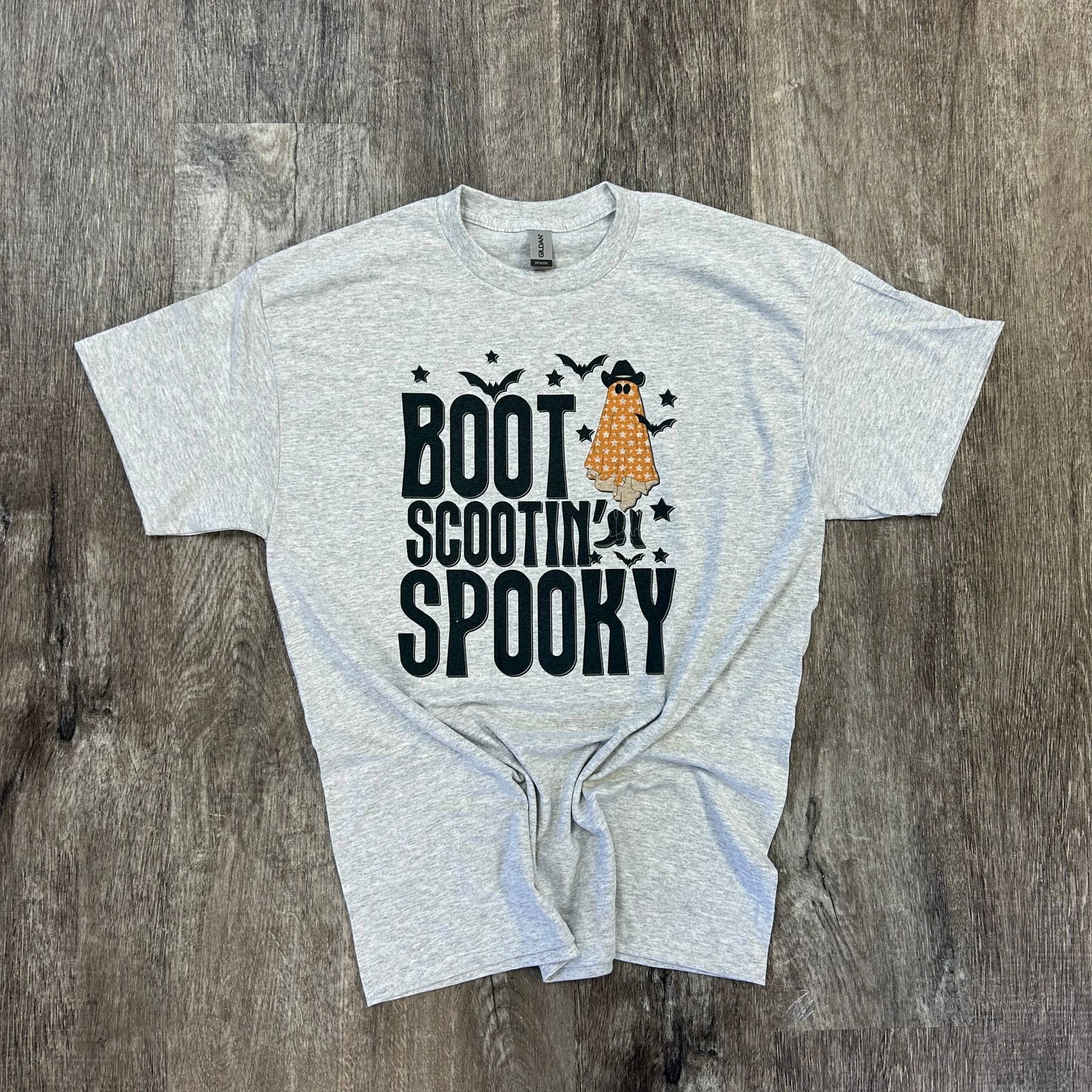 Boot Scootin’ Spooky On Ash Gray Tee