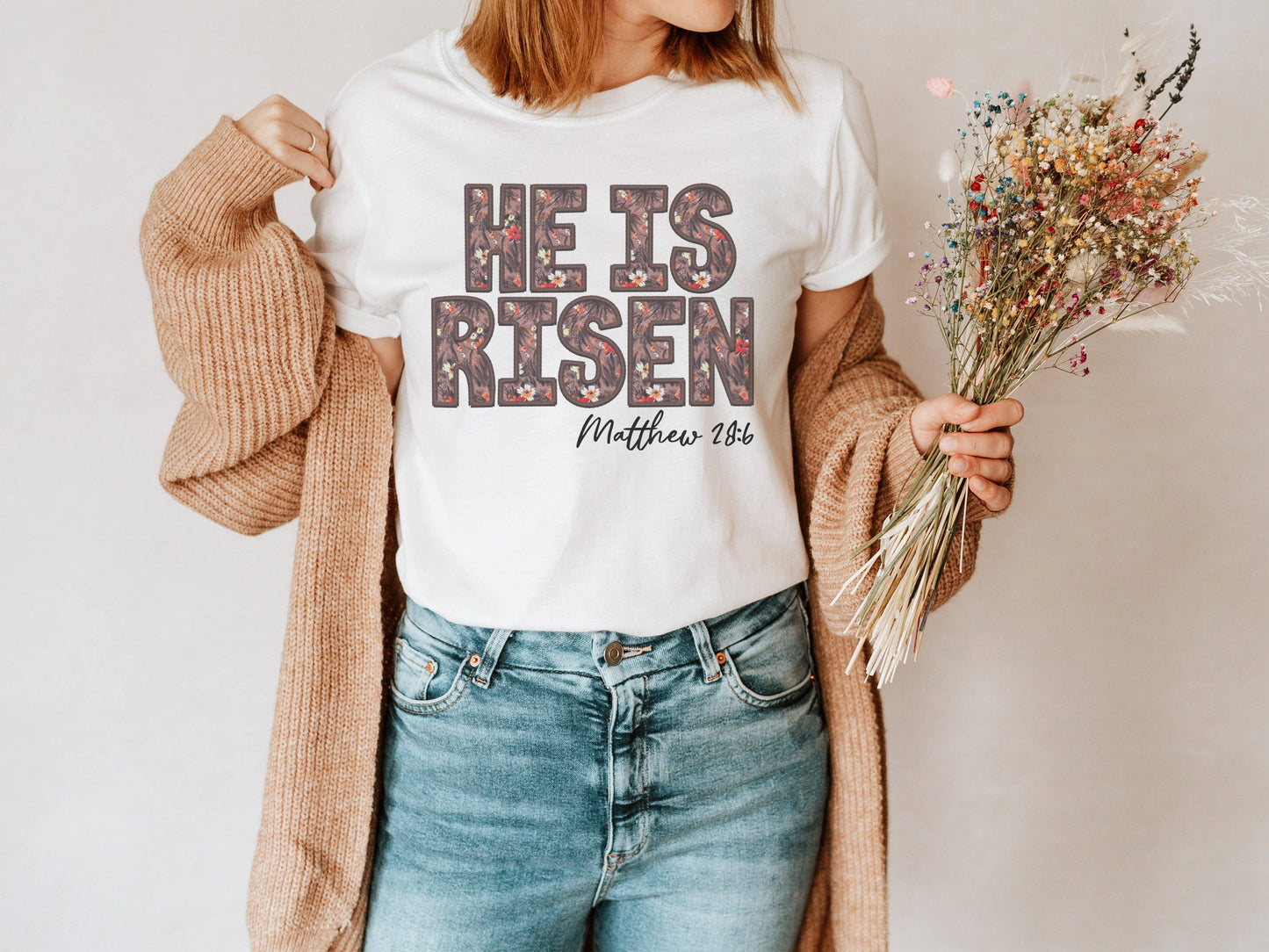 Floral He Is Risen Graphic Tee | Women's Tees Religous Tees