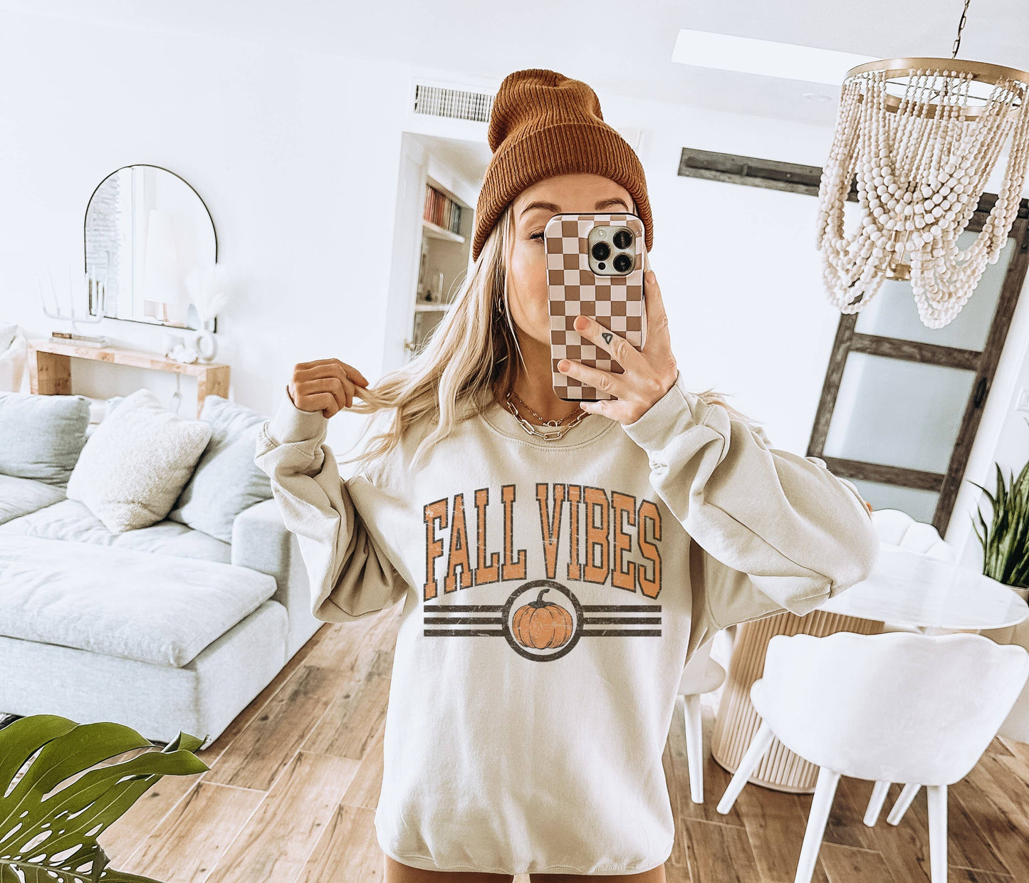 Fall Vibes Pumpkin Crew Neck Sweatshirt