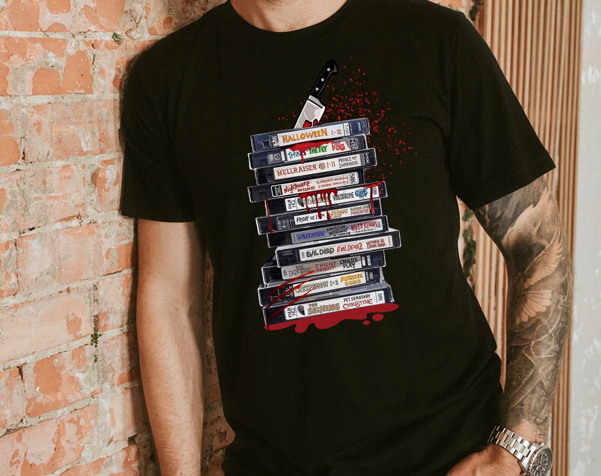 Knife Vhs Horror Retro Movies - Halloween Horror T-Shirt
