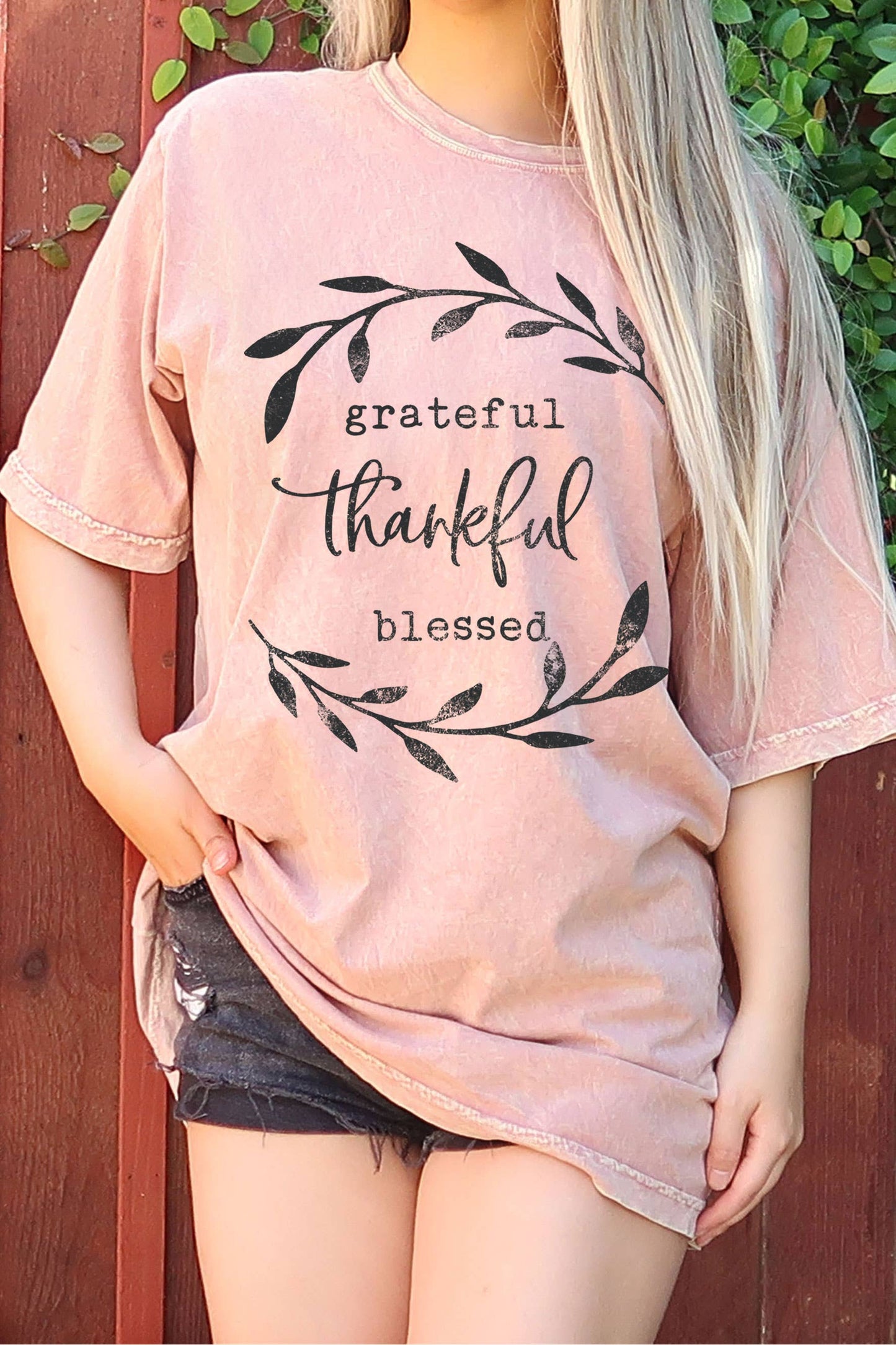 Grateful Thankful Blessed Oversize Mineral Graphic Tshirt