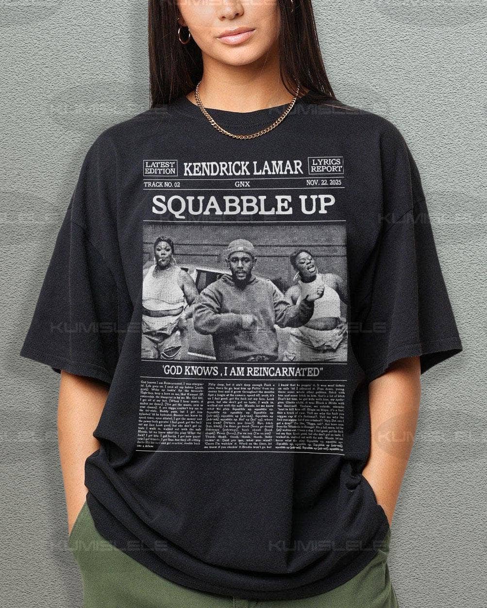 Kendrick Lamar Squabble Up Lyrics Music Tee - Gnx Album