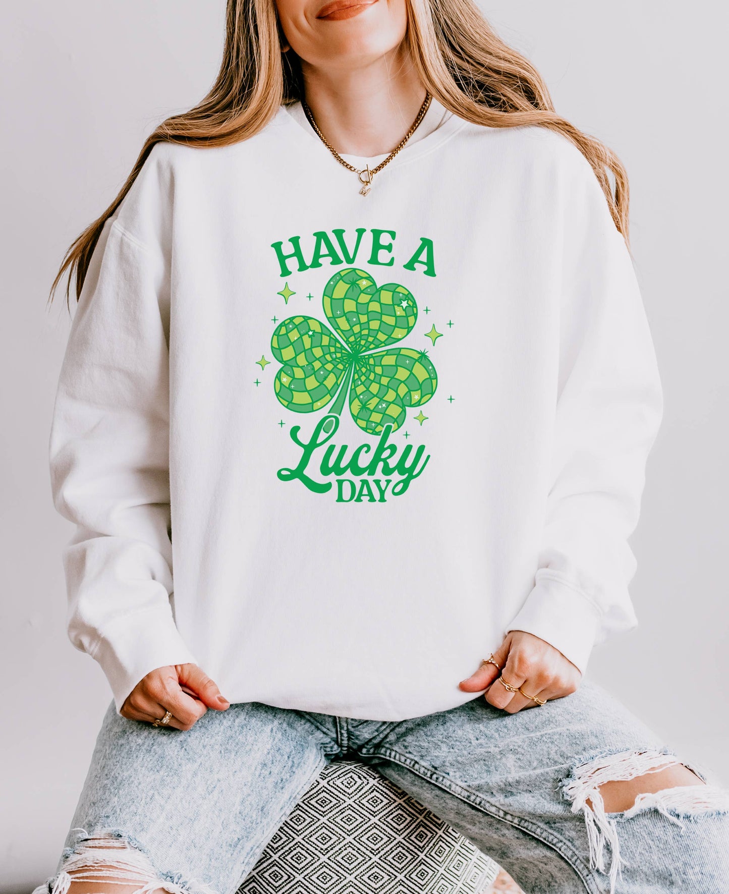 Happy Go Lucky, St. Patrick's Day Sweatshirt, Shamrock