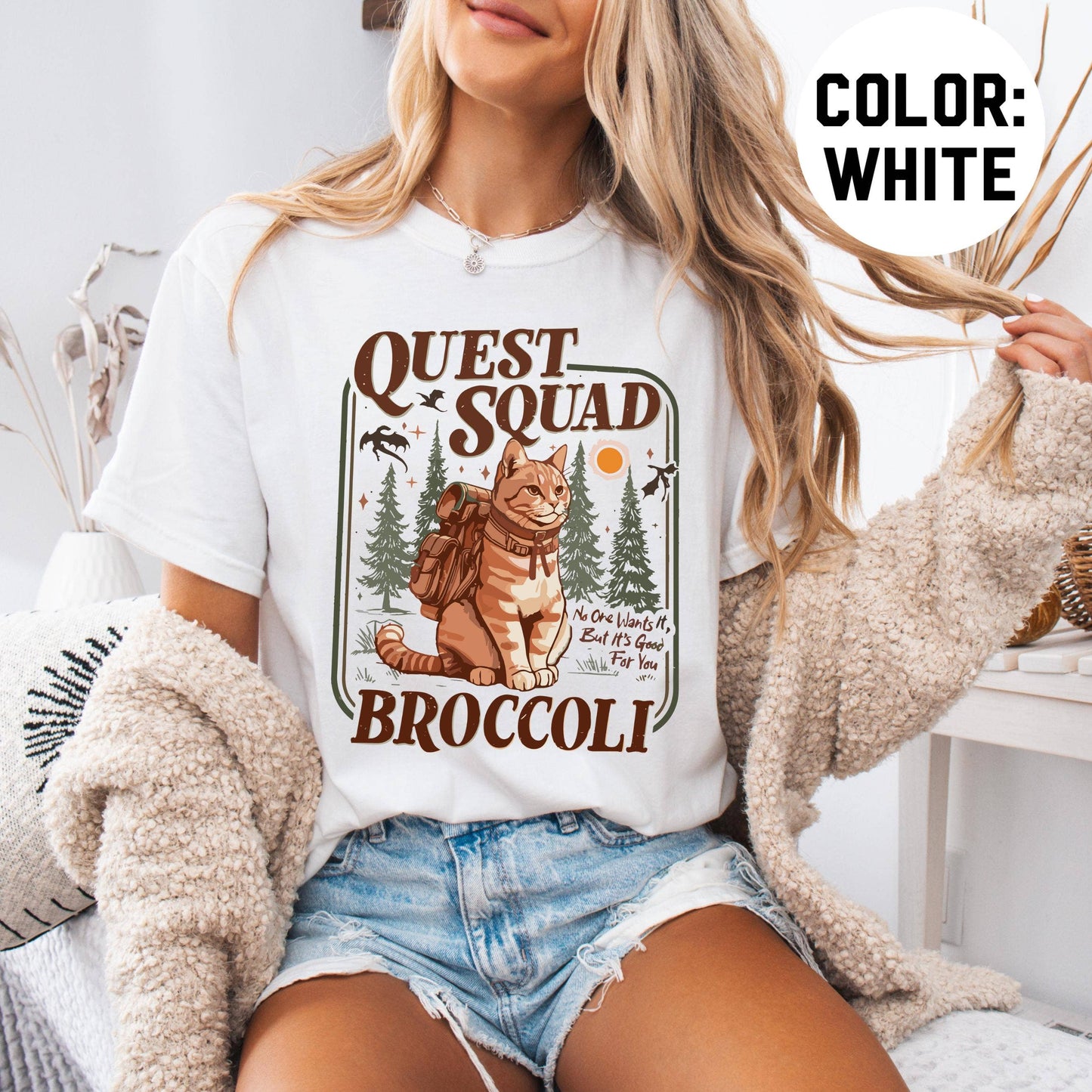 Quest Squad Broccoli Cat Dragon Rider Tee