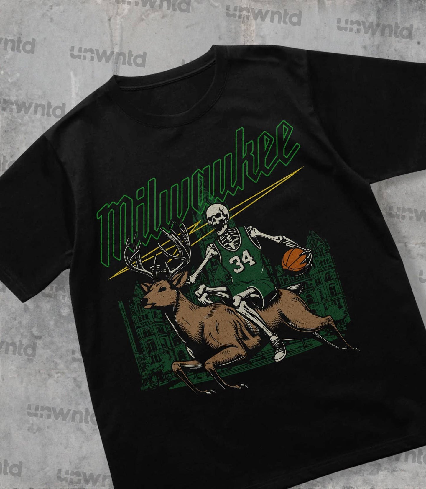 Milwaukee Basketball Shirt - Vintage Skeleton Graphic Tee