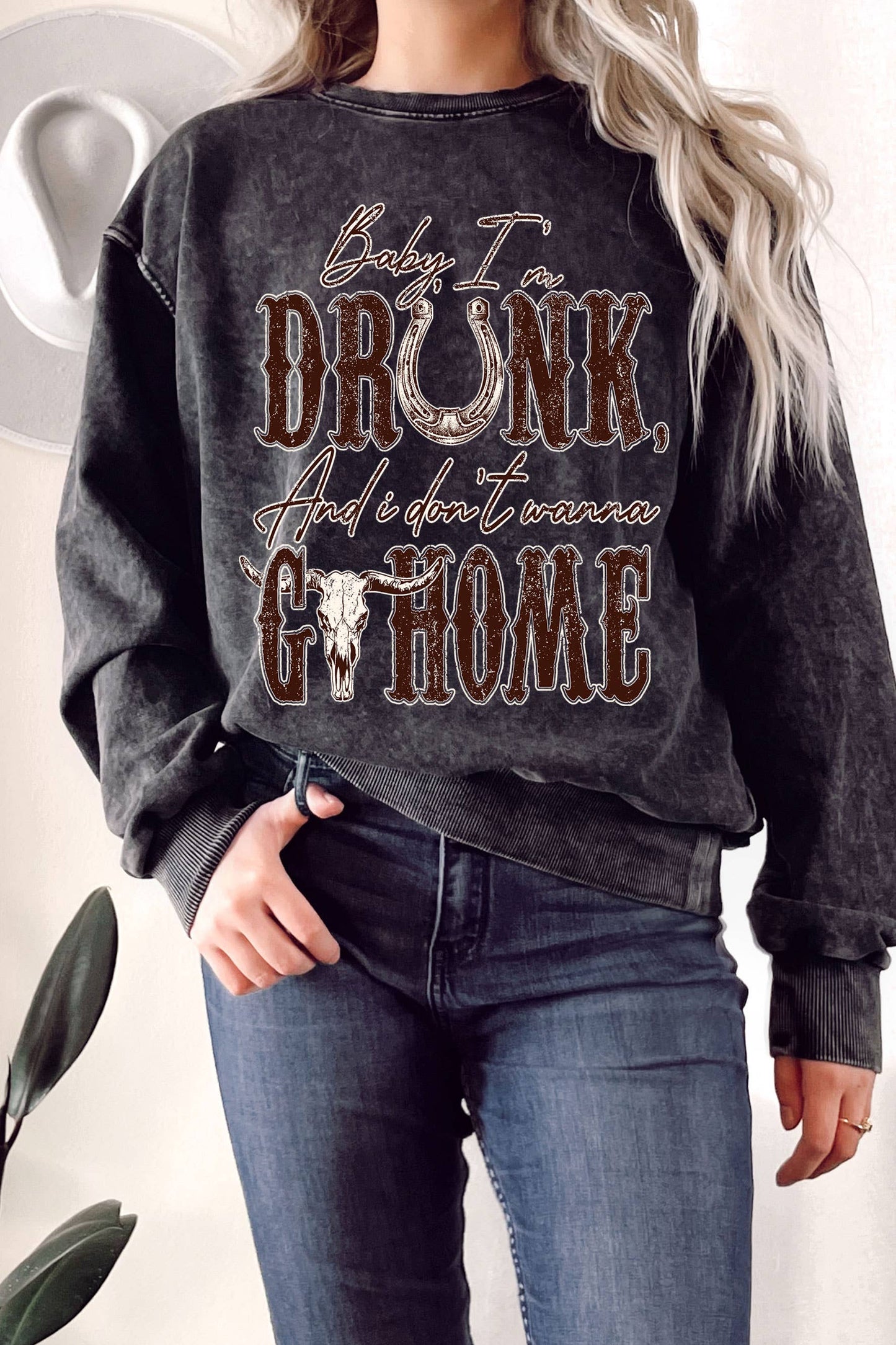 Baby, I'm Drunk Mineral Graphic Terry Sweatshirt