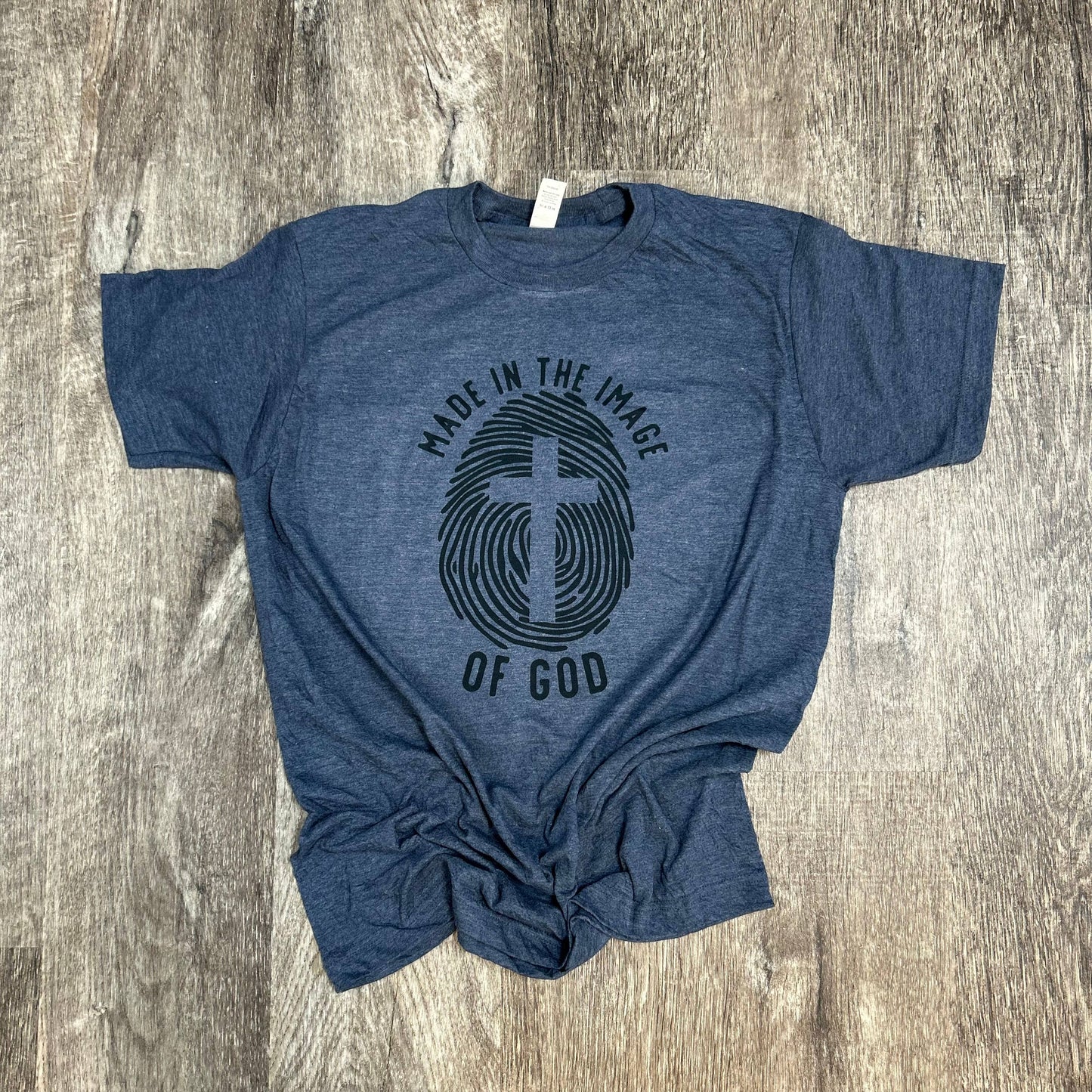 Made in the Image of God Heather Navy Tee