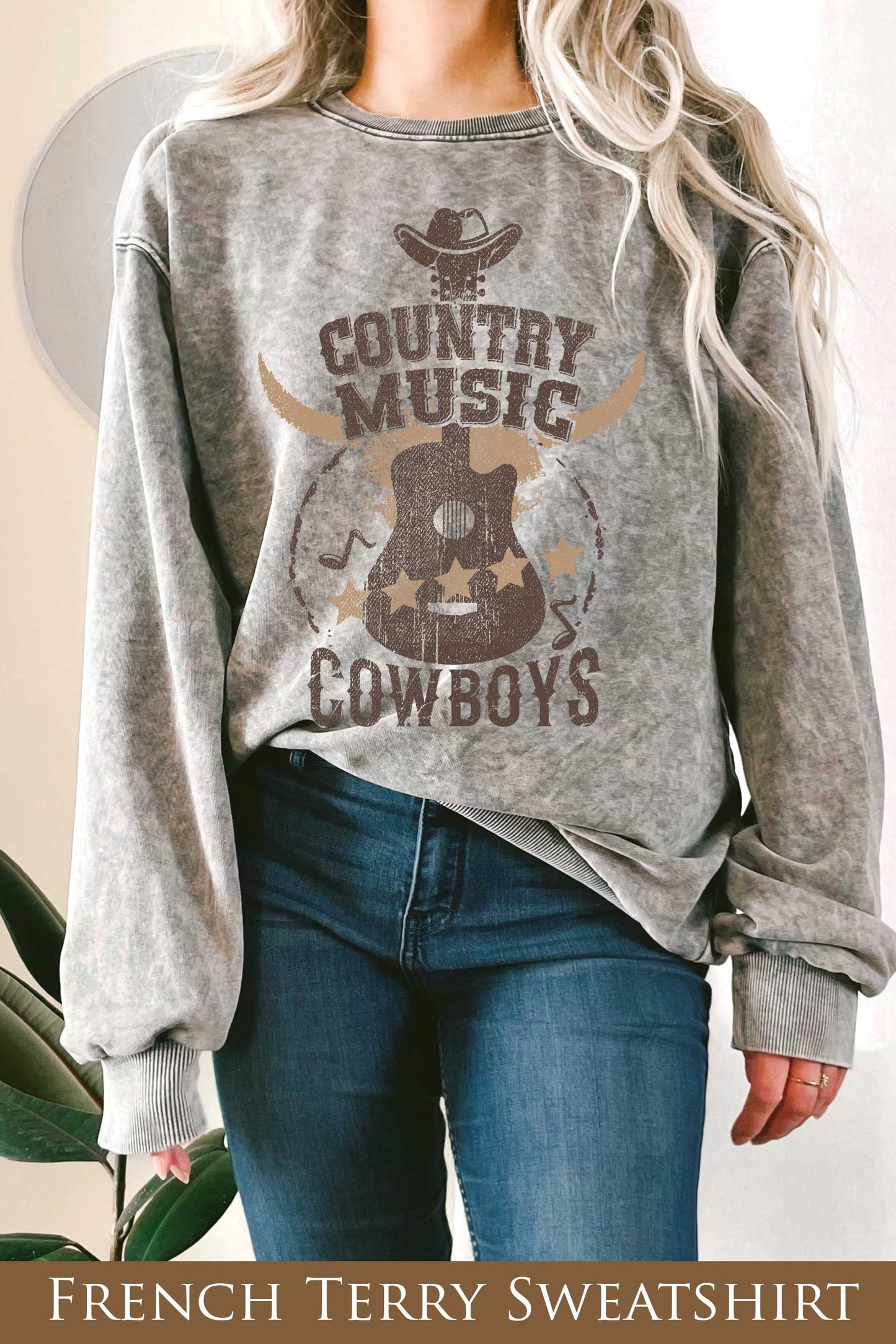 Country Music Cowboys Mineral Graphix Terry Sweatshirt