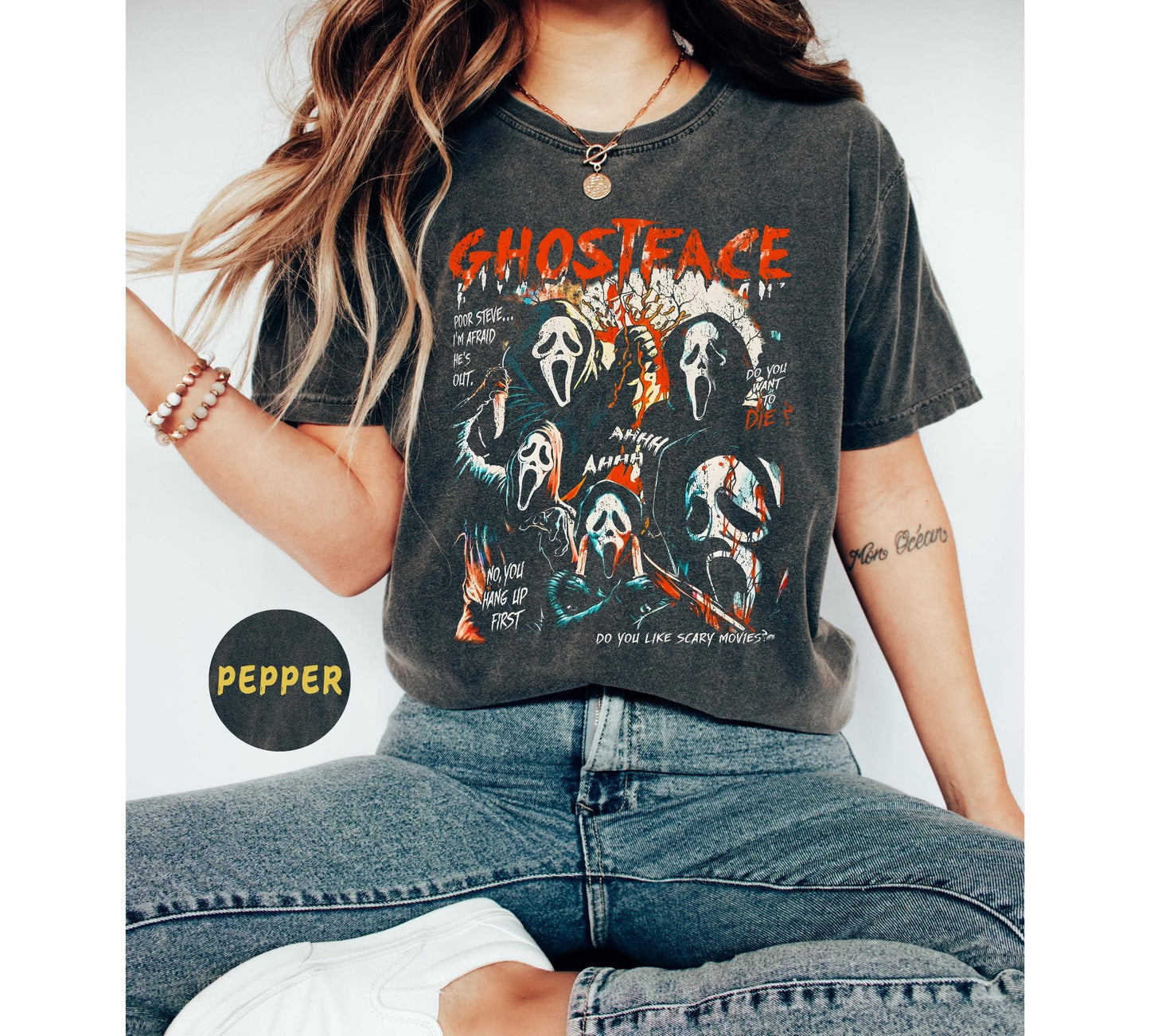 Ghost Face Halloween Shirt - Comfort Colors Spooky Tee