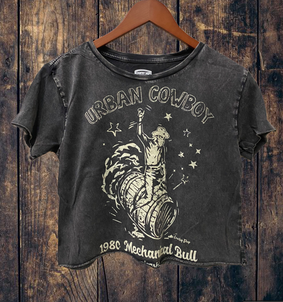 Urban Cowboy 1980's Regular Cropped Acid Wash T-Shirt