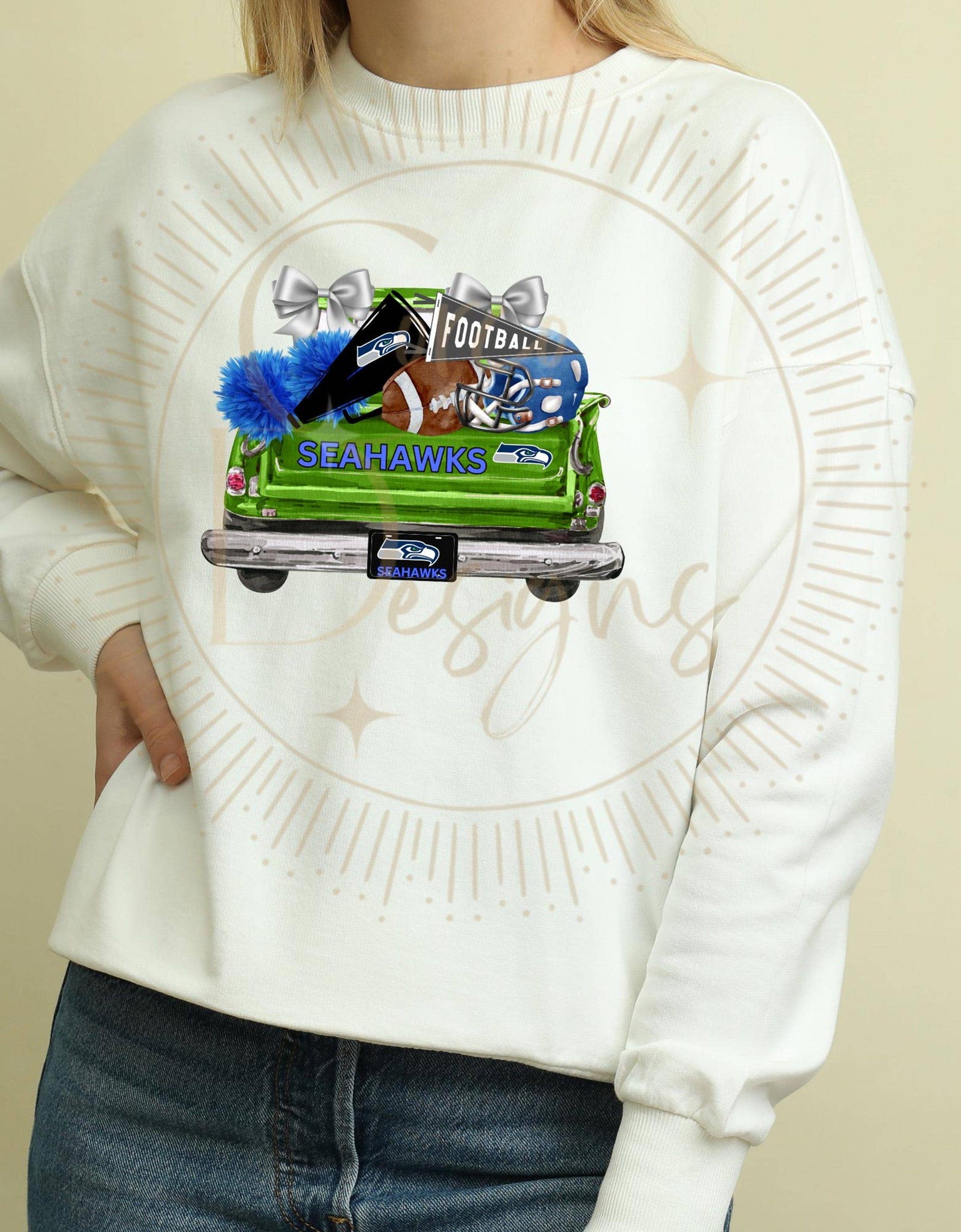 Seahawks Vintage Truck Vintage Truck Sweatshirt  Cheer Mom