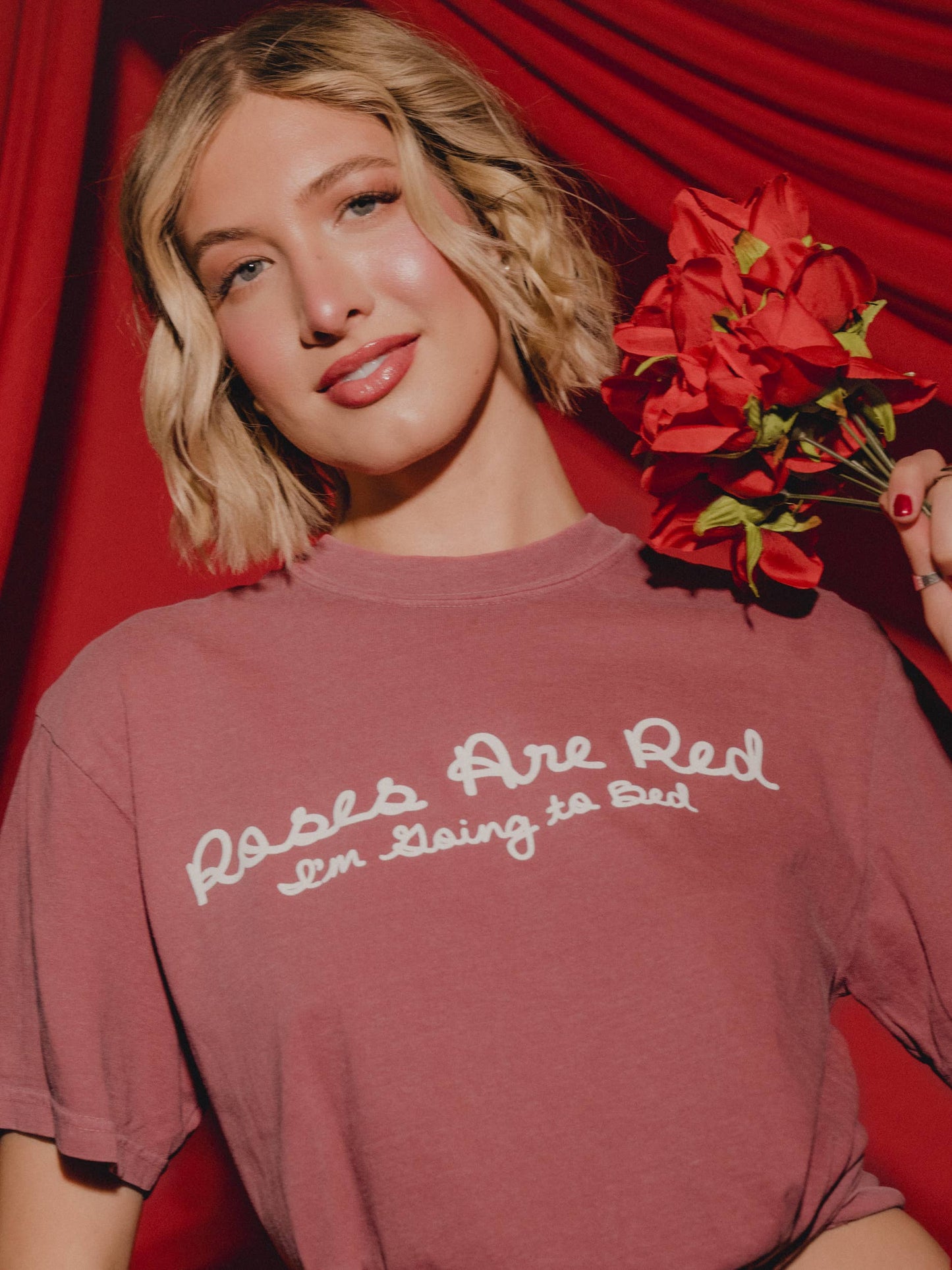 Roses Are Red, I'm Going To Bed Crimson Valentine's Day Tee