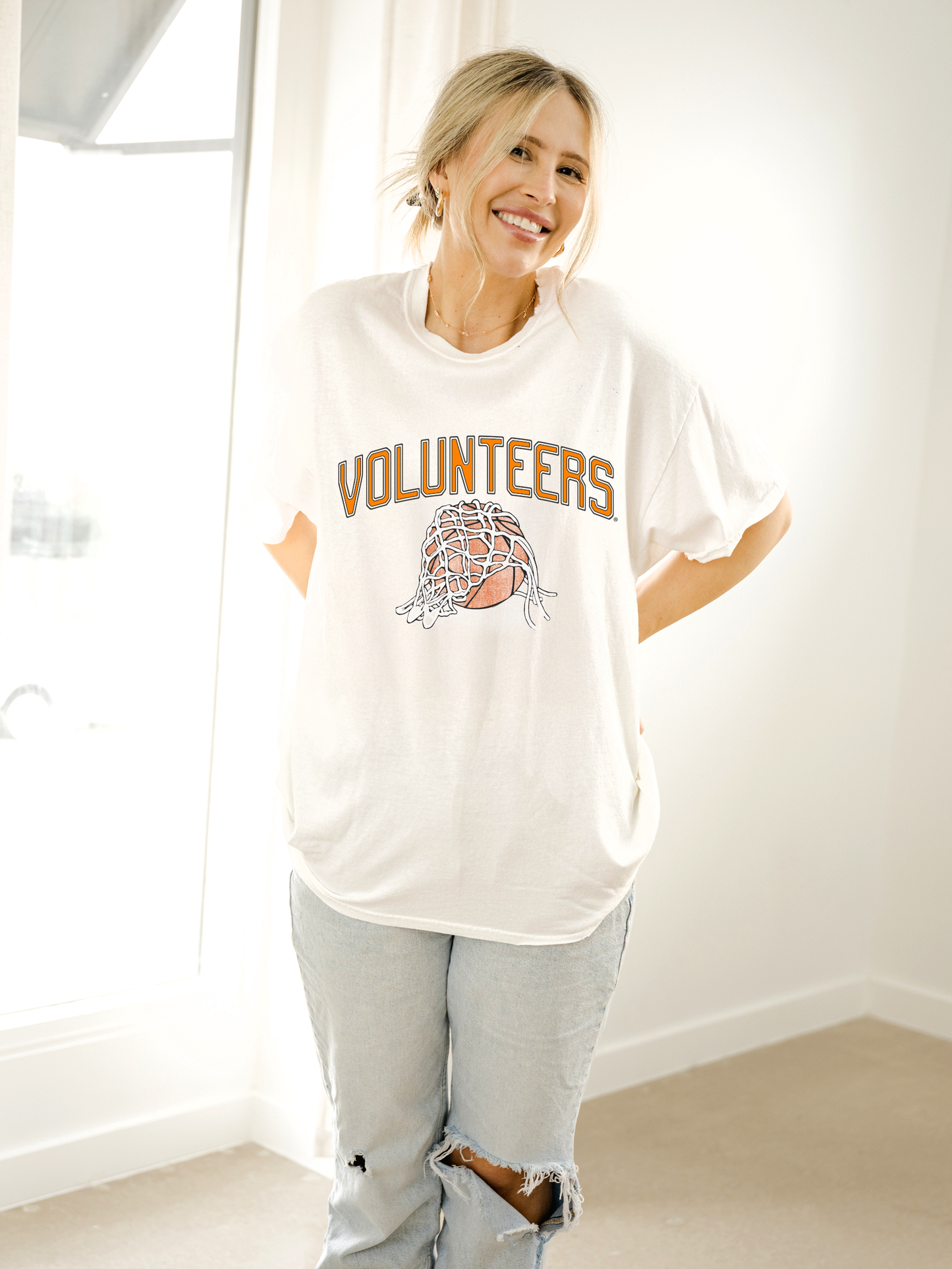 Tennessee Vols Basketball Fling Puff Off White Thrifted Tee
