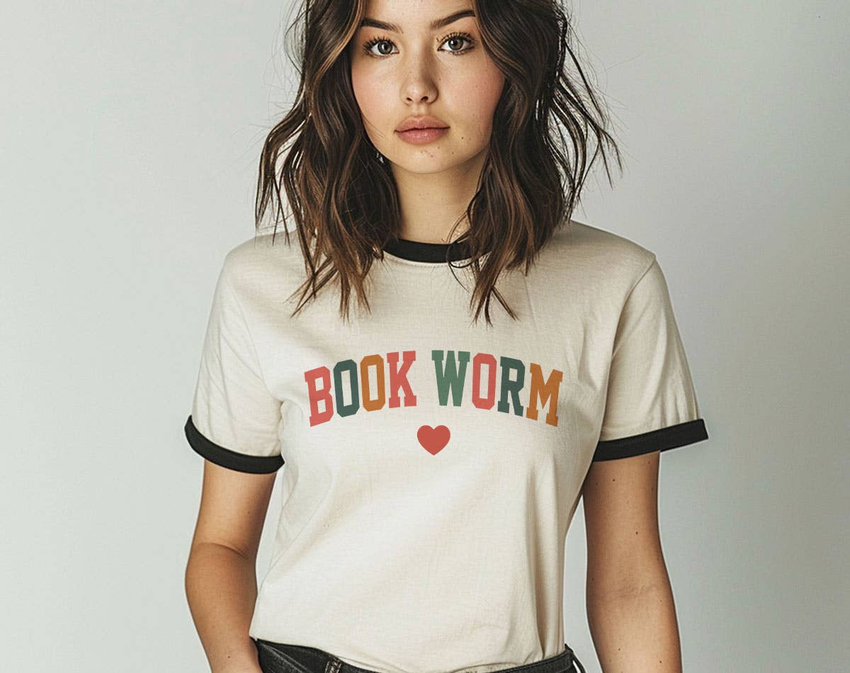 Bookworm Heart - Cute Book Reading Ringer Shirt