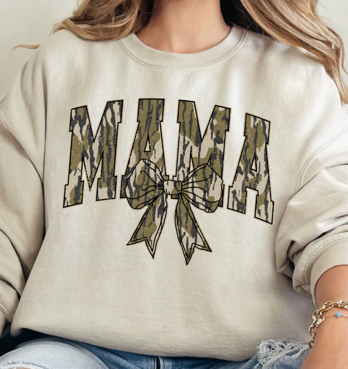 Coquette Camo Mama- Cream Sweatshirt