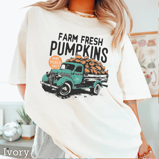 Farm Fresh Pumpkins Fall Graphic Shirt | Comfort Color