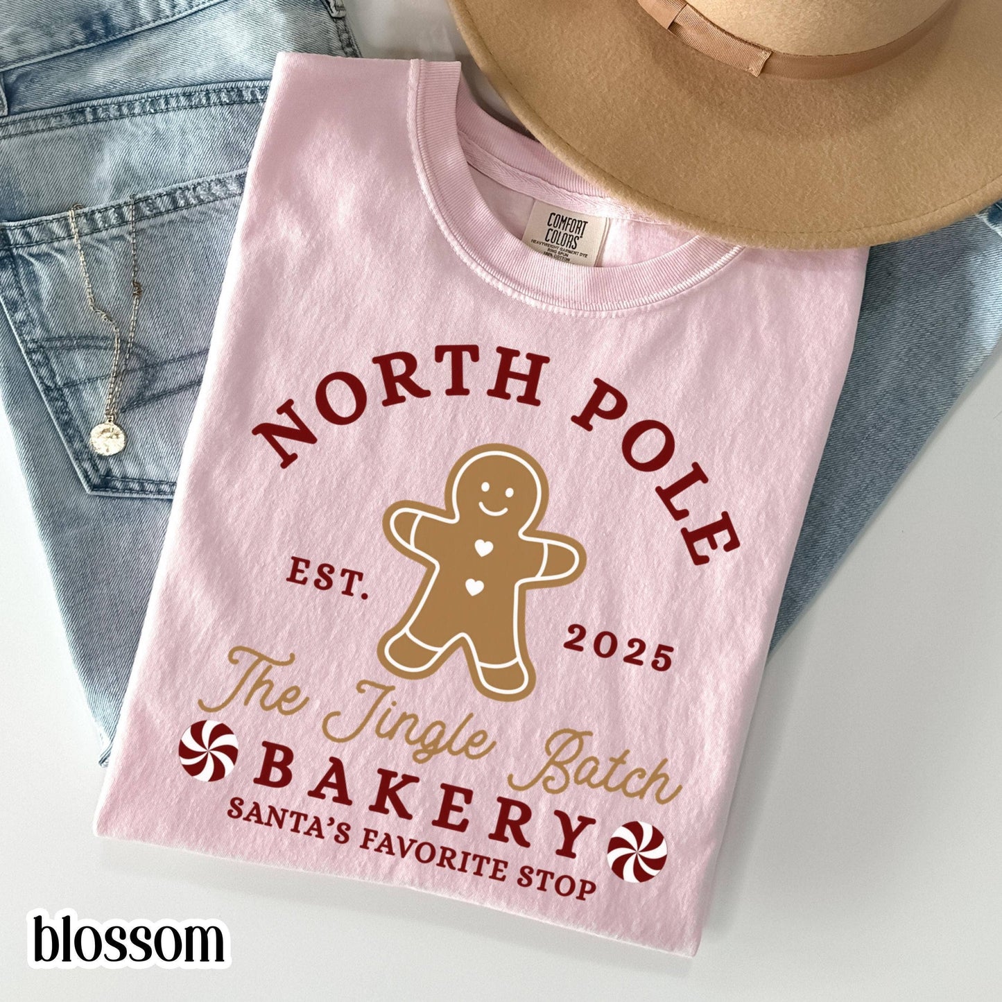 North Pole Bakery Gingerbread Man Holiday Cookie Crew Tee