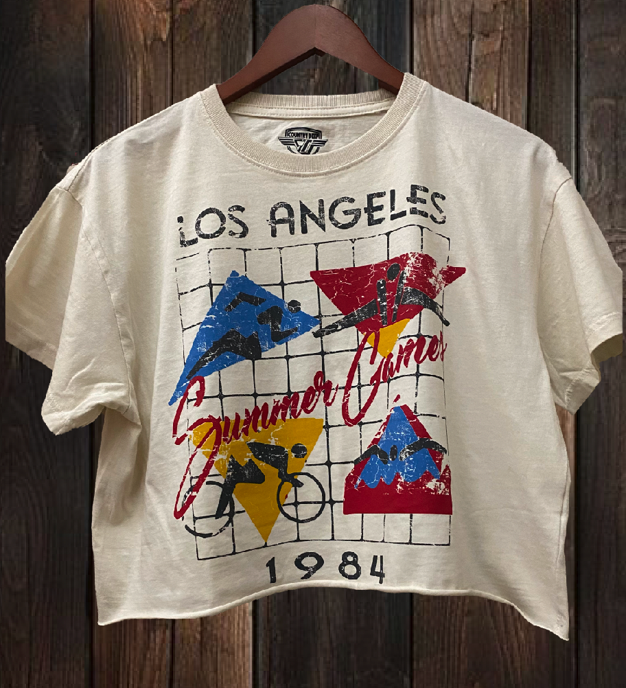 Los Angeles Summer Games 1984 Vintage Relaxed Crop T-Shirt