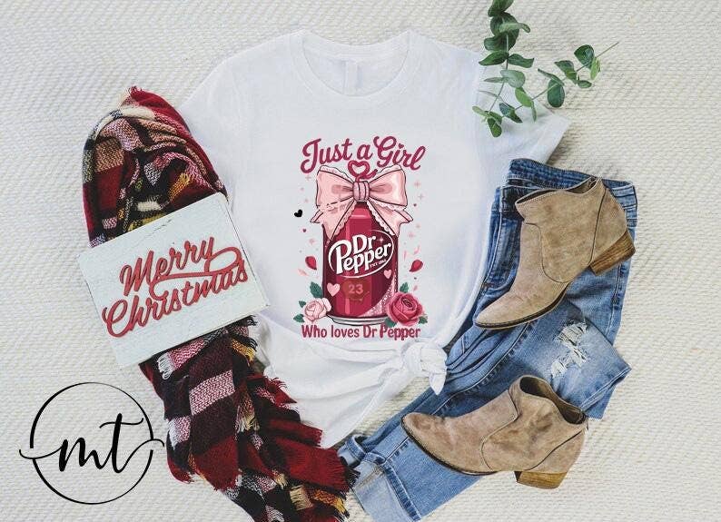 Dr Pepper Lover Tee, Bow and Roses Graphic Top
