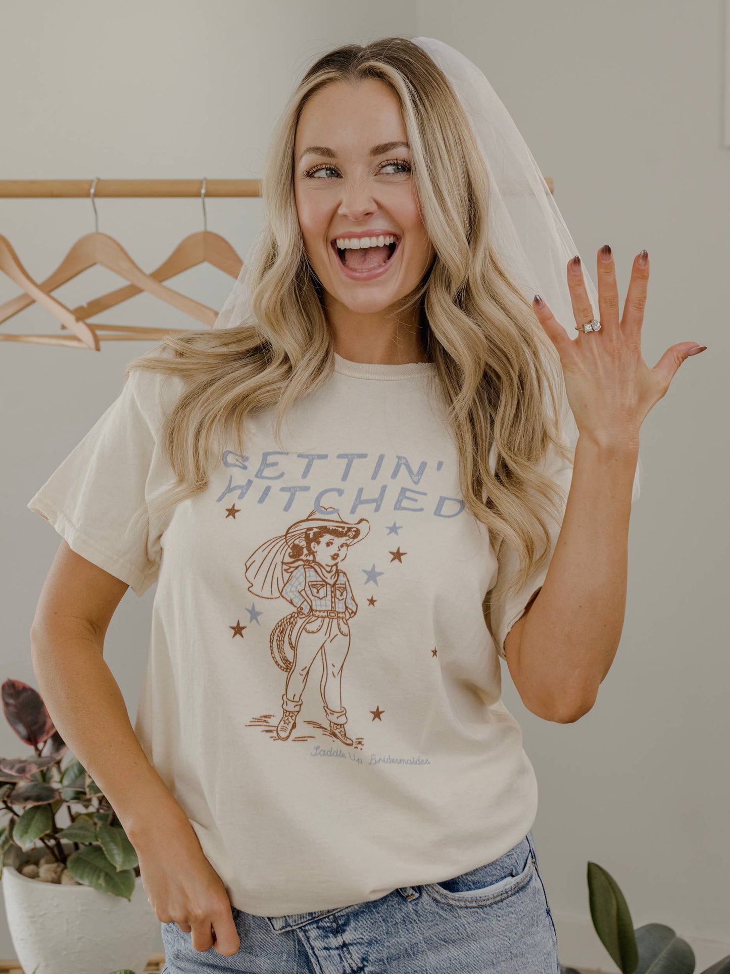 Gettin' Hitched Cowgirl Off White Thrifted Graphic Tee