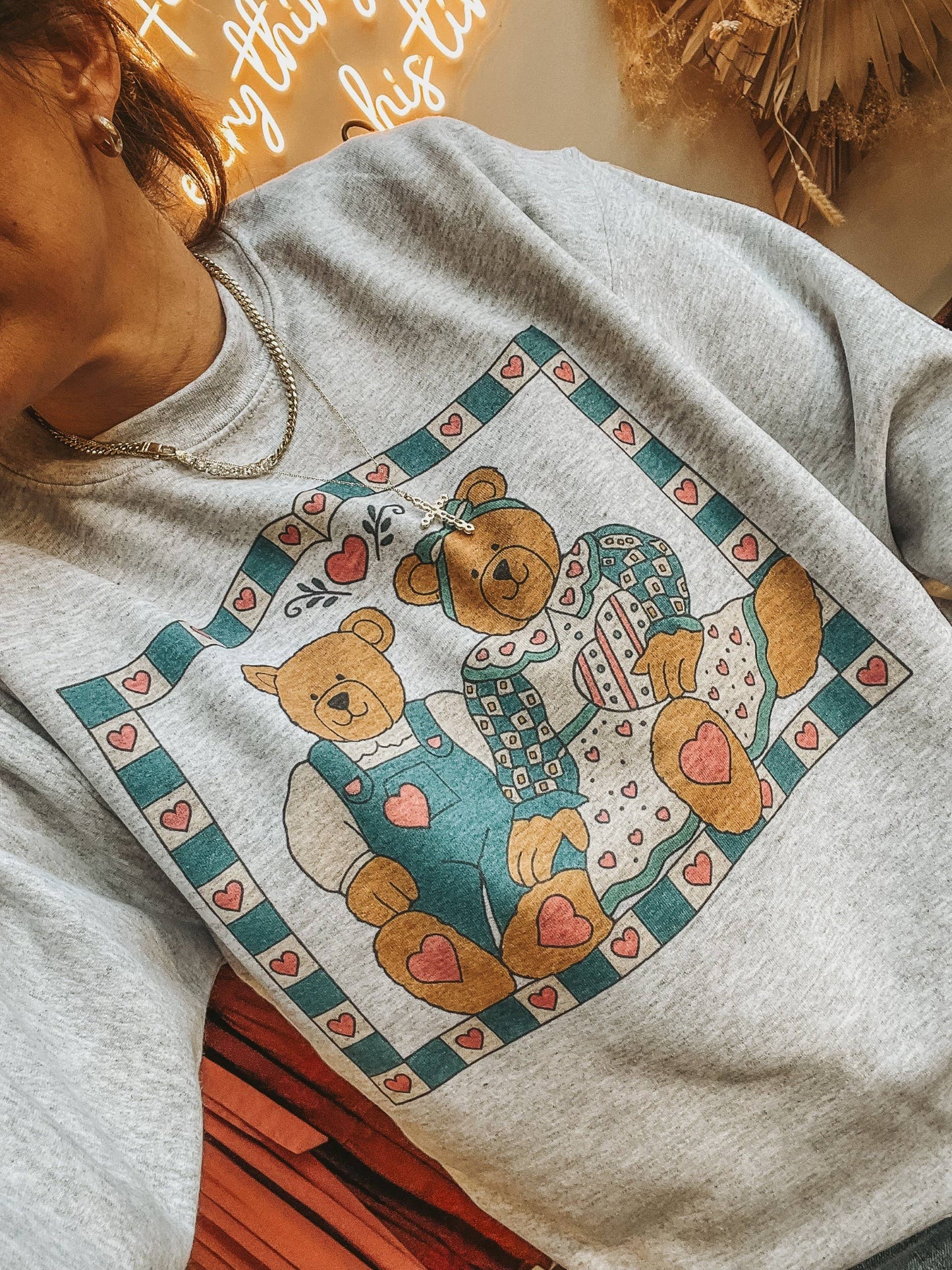 Vintage Thrift Bear 90's Thrifting Crew Neck Sweatshirt