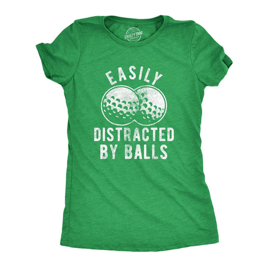 Easily Distracted By Balls Women's Tshirt Golf Graphic Tee