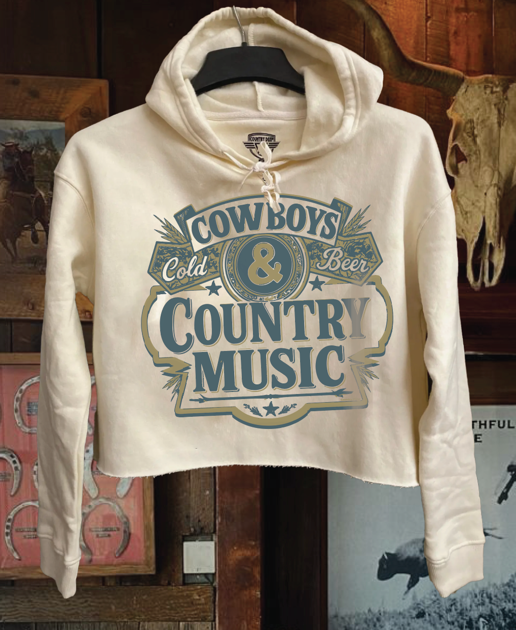 Cowboys N Cold Beer Cropped Hooded Sweatshirt