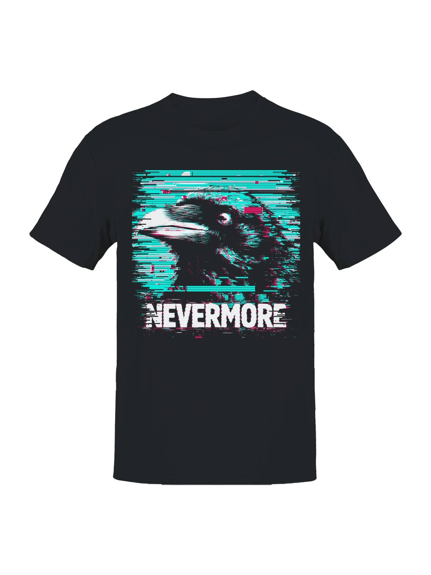 Glitch Art Raven Nevermore Design Men's T-Shirt