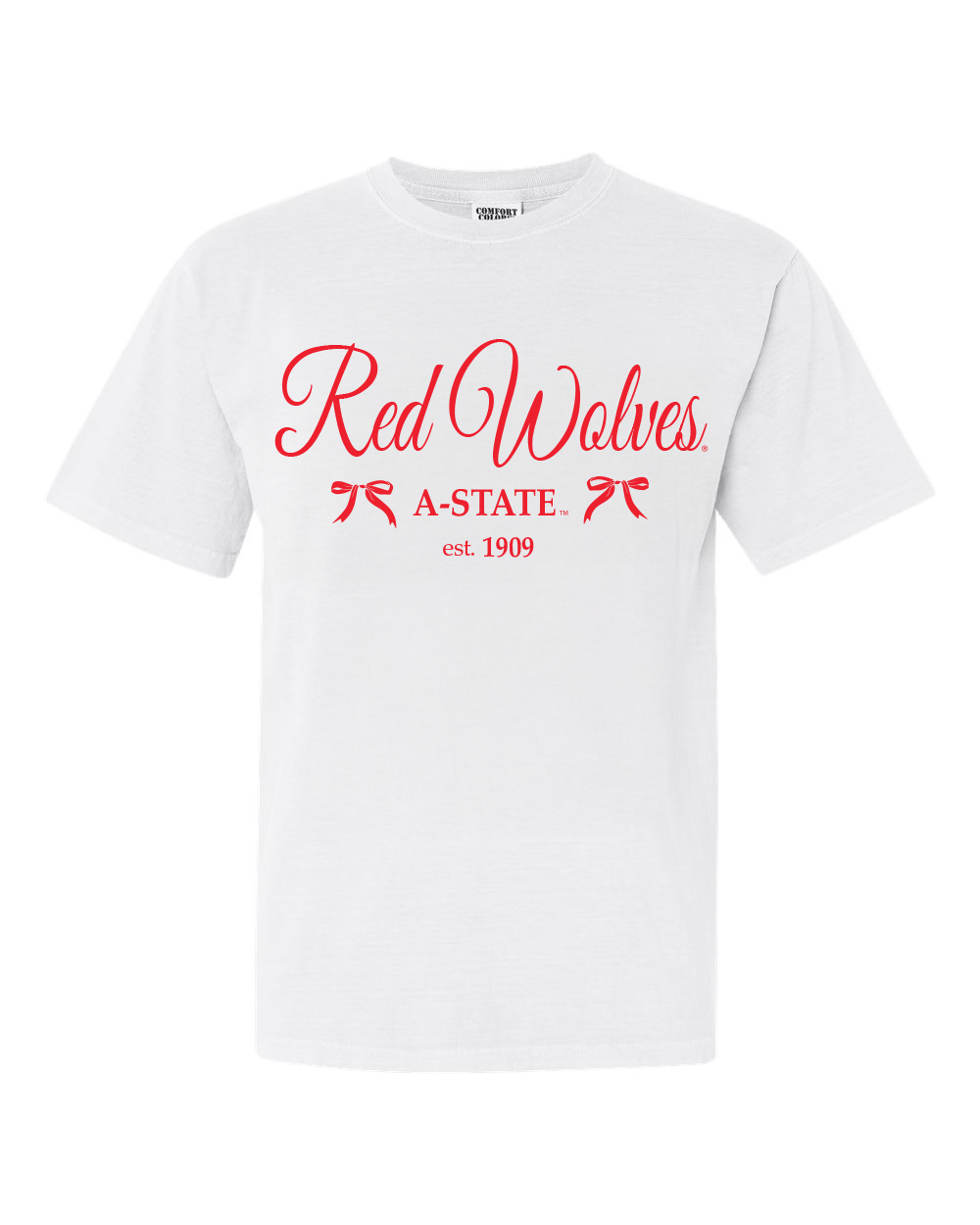 Asu Arkansas State Red Wolves Established Bows White Cc Tee