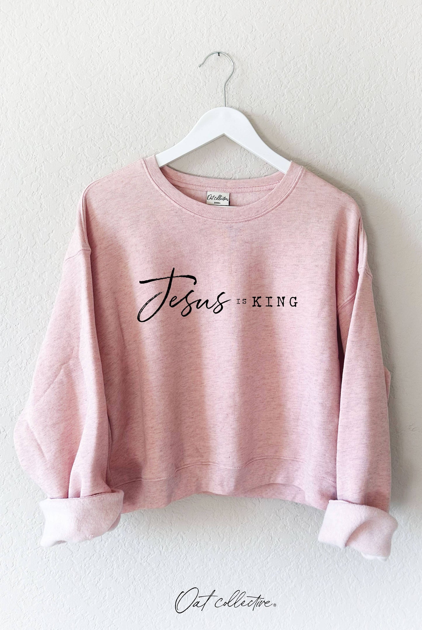 Jesus Is King Mid Cropped Graphic Sweatshirt