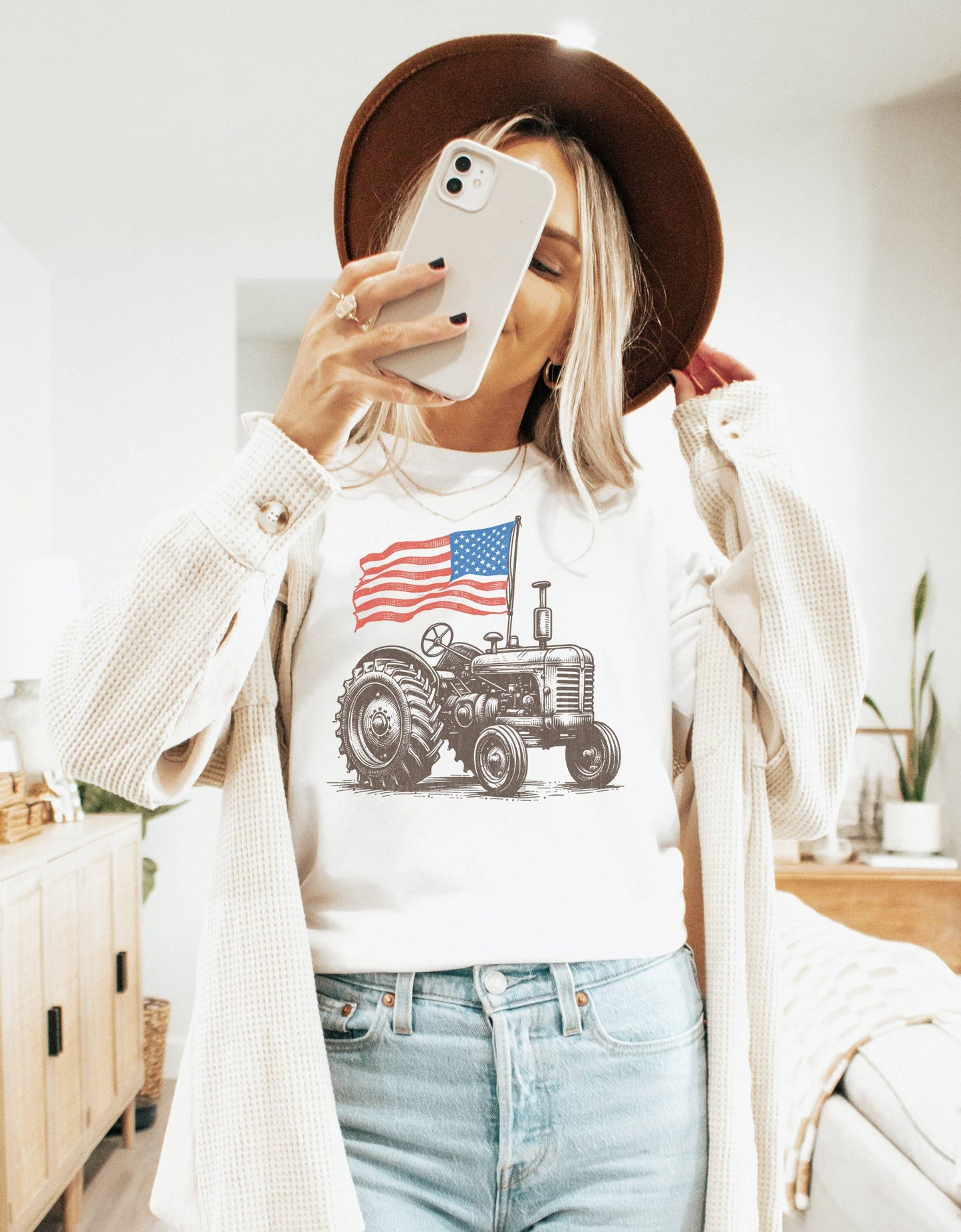 American Flag Tractor Tee | Patriotic T Shirt | Usa Tee