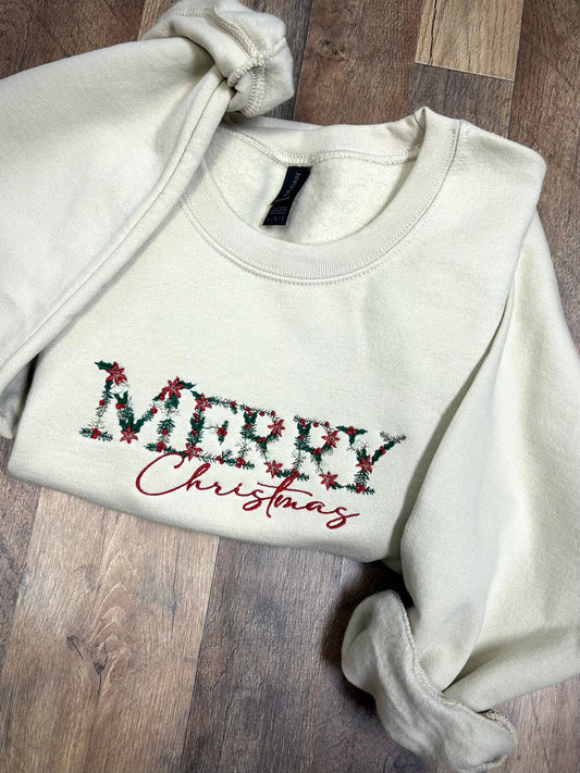Embroidered Merry Christmas Sweater
