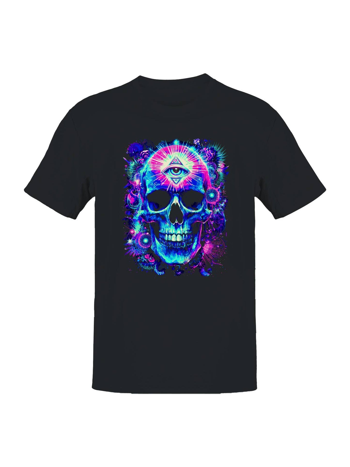 Cosmic Vision Vibrant Skull Art Men's T-Shirt