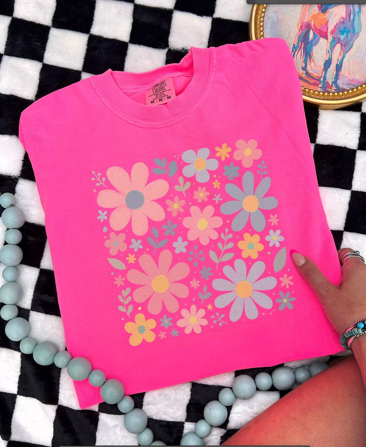 Retro Floral Print - Multiple Color Options in Tee