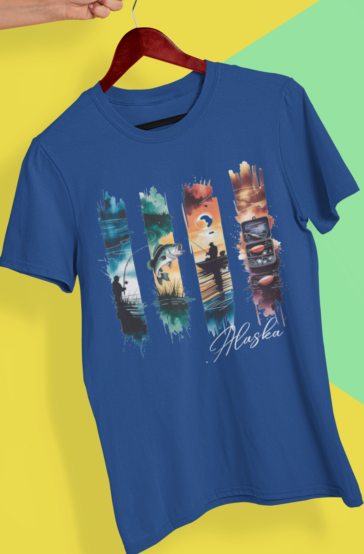Fishing Brosh Stroke  T-Shirt (Navy) - Add Your Location