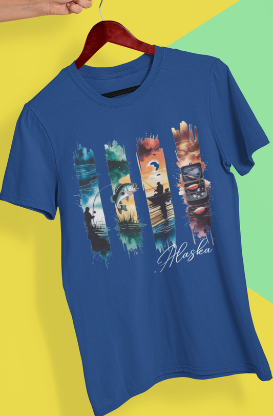 Fishing Brosh Stroke  T-Shirt (Navy) - Add Your Location