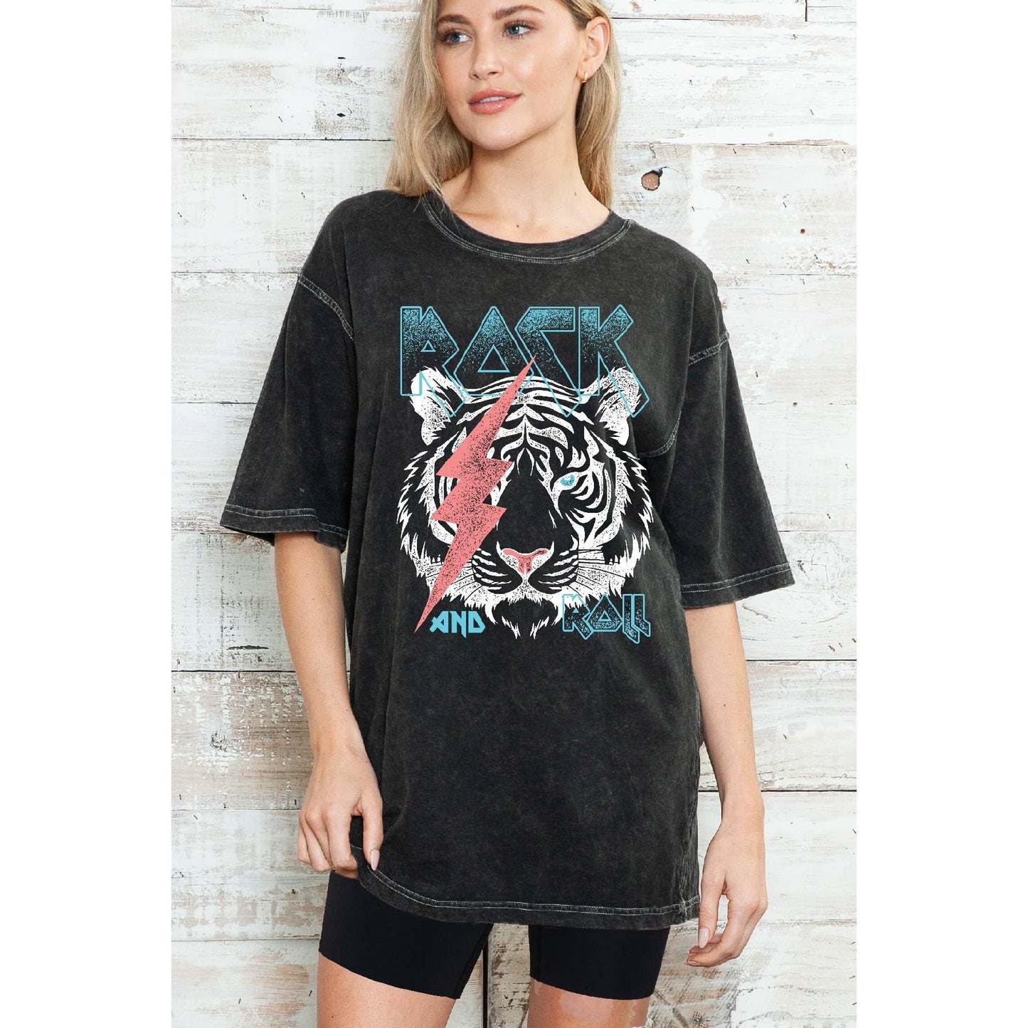 Rock and Roll Oversize Mineral Wash T Shirt