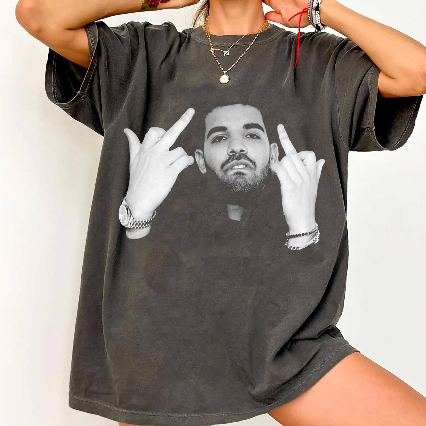 Drake Middle Finger Graphic Tee For All the Dogs