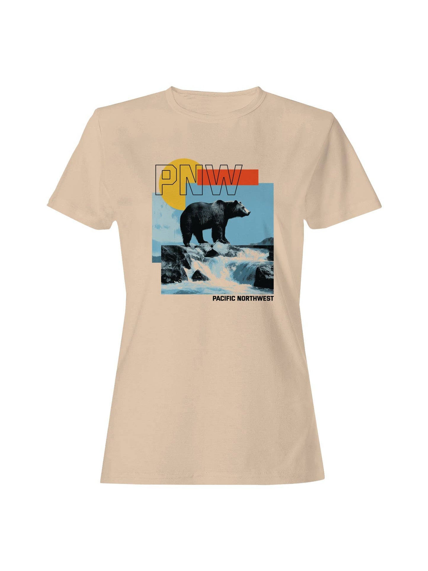 Pnw Bear with Scenic Cascade Women's T-Shirt