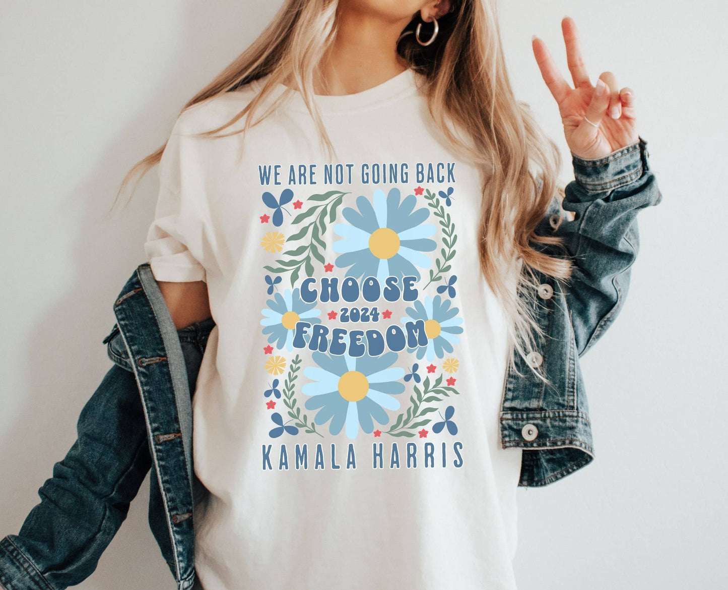 Boho Kamala Harris 2024 Tee Wildflower & Vote Blue Shirt
