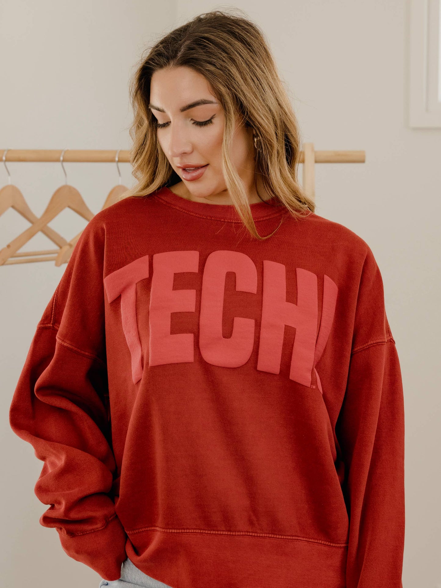 Texas Tech Red Raiders Mono Puff Ink Red Hi-Dive Sweatshirt