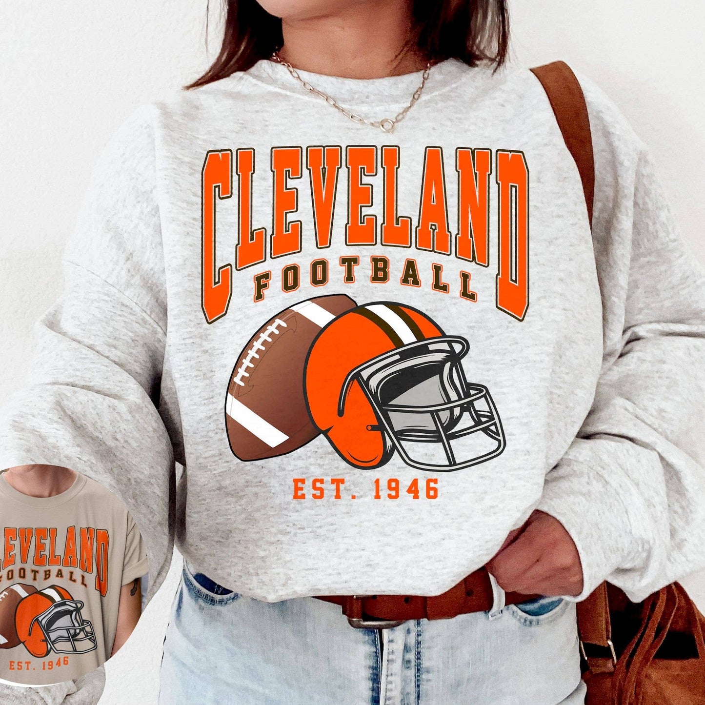 Vintage Cleveland Browns Football Crewneck Sweatshirt Gift