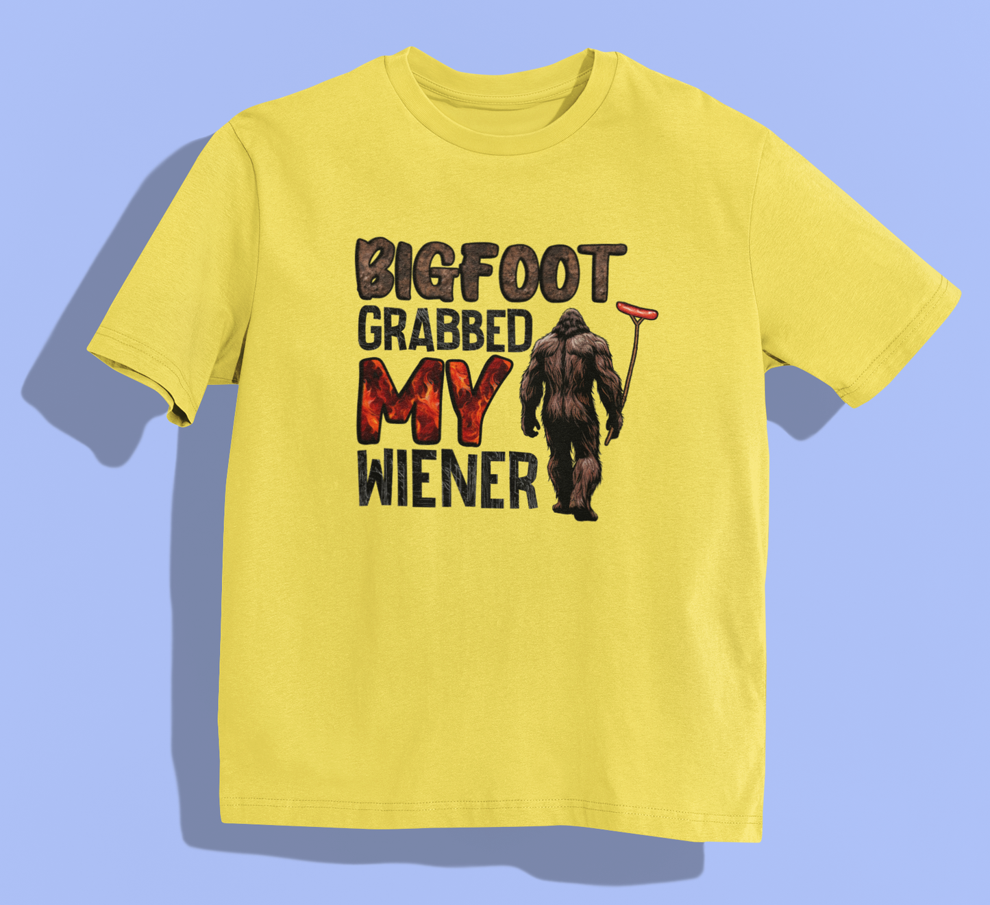 Bigfoot Grabbed My Wiener T-Shirt (Yellow)