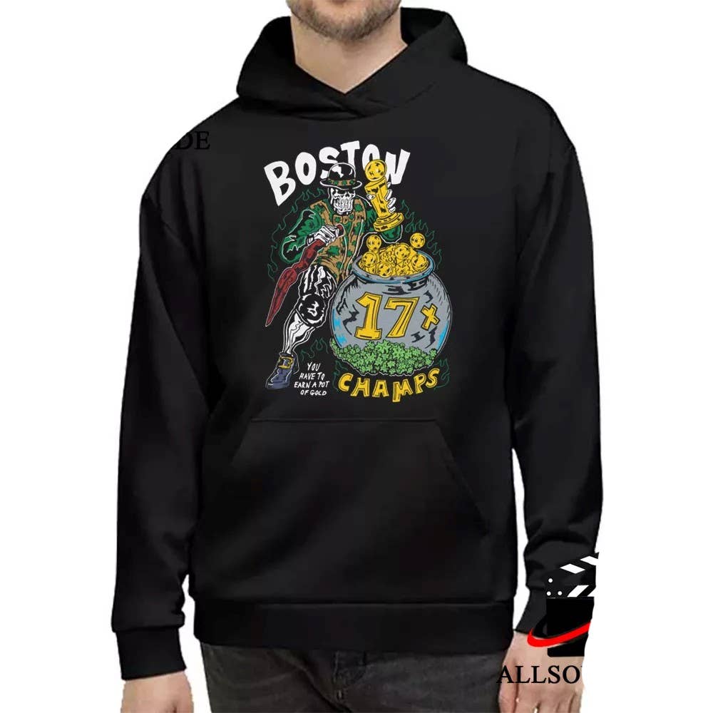 Boston 17-Time Champions Hoodie with Skeleton Graphic