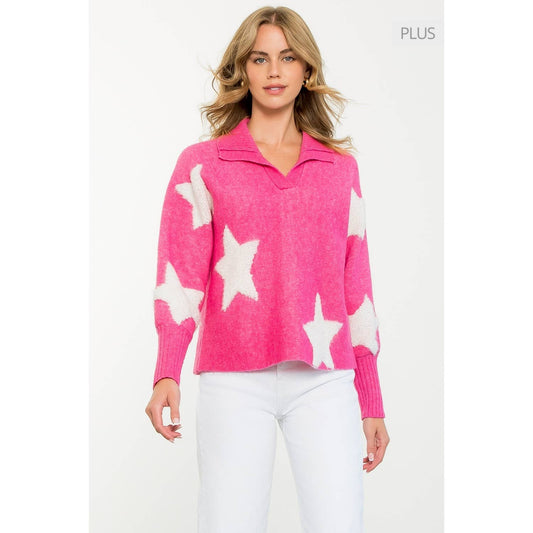 /Size Xl/ Star Pattern Collared Sweater