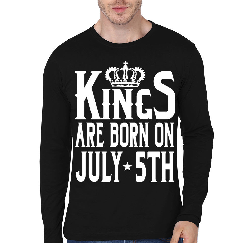 Kings Are Born In 5th July Black Full Sleeve T-Shirt