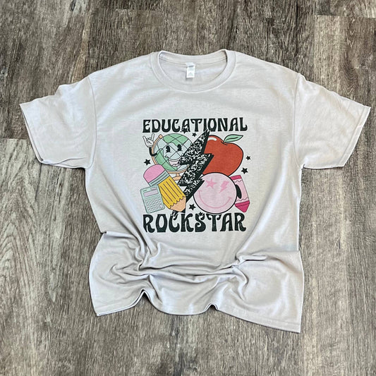 Educational Rockstar On Silver Tee