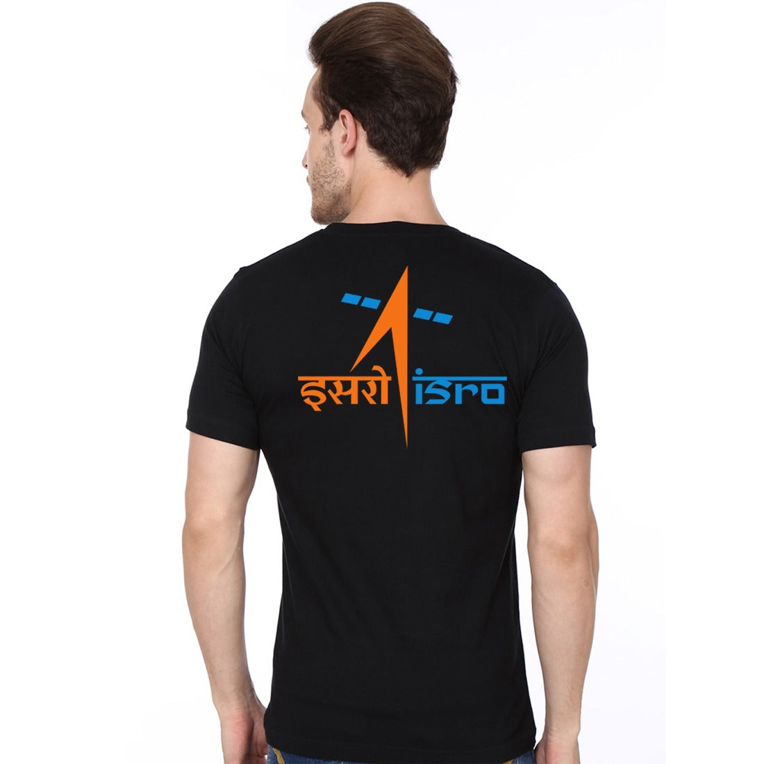 Isro Black Half Sleeve T-Shirt