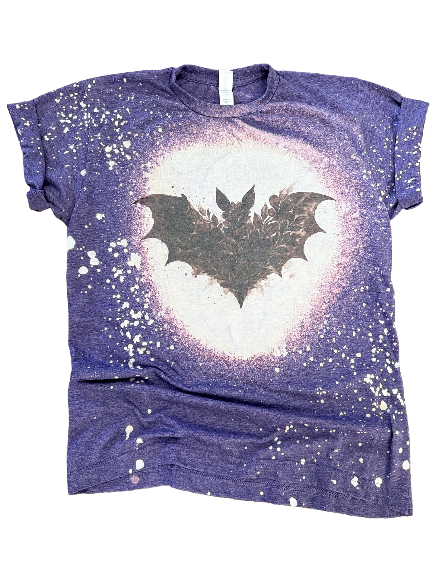 Floral Bat Halloween Bleached Tee